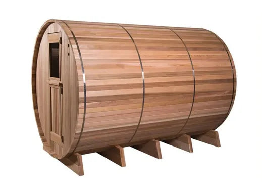 Rustic Barrel Sauna 7+3 ft. Grandview